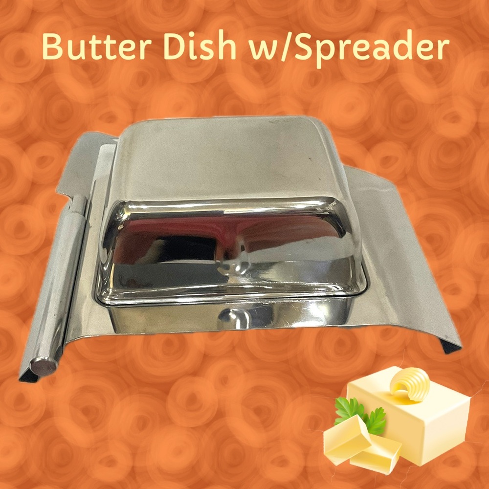 Silver Butter Dish with Spreader